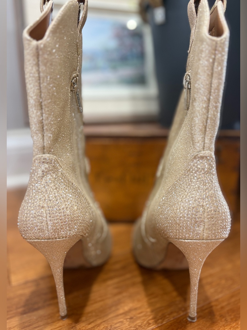 Jessica Simpson Cicee Boot Gold Western Glitter Stiletto High Ankle Stiletto 7 - Picture 9 of 13